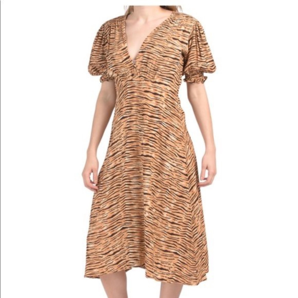 Faithfull the Brand Marie Louise Wyldie Tiger Animal Print Midi Dress